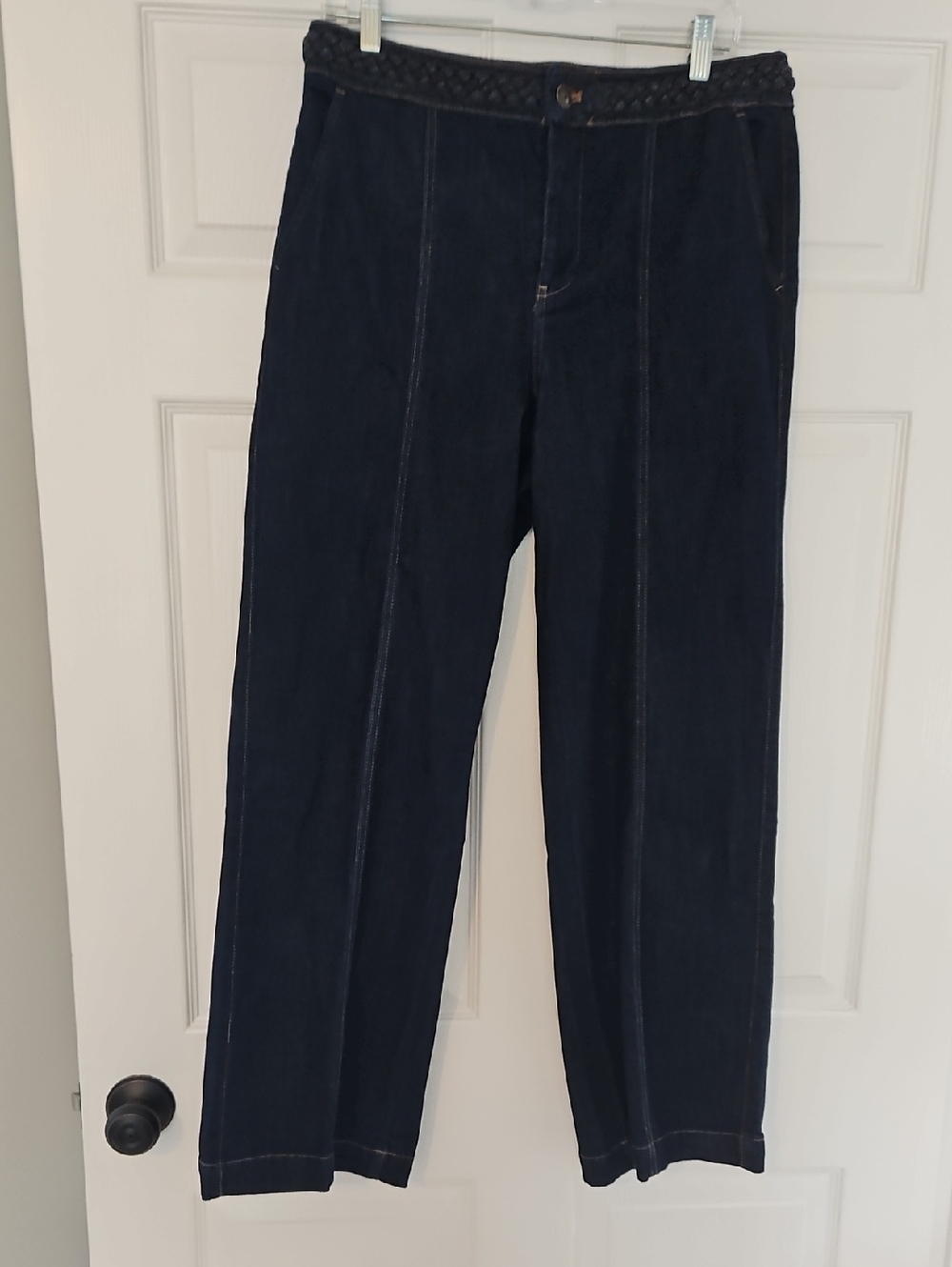 Womens TALBOTS Dark Blue Casual Pants with Braided Waistband